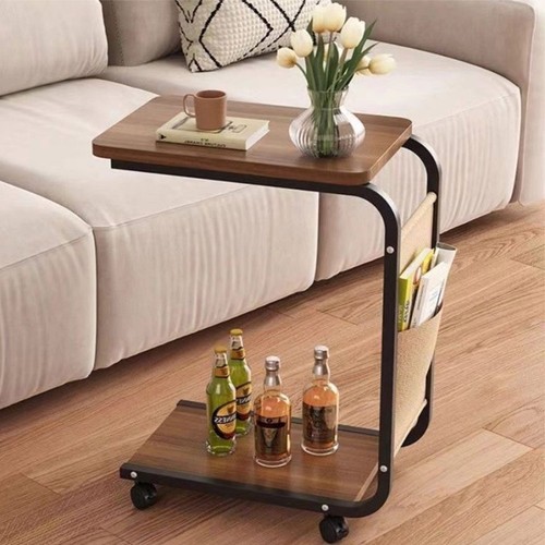Shaped wooden side table - c-shaped,
