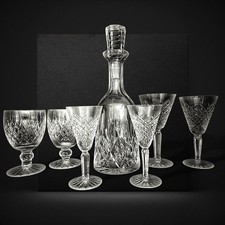 Authentic Waterford Lismore Crystal Decanter & 6 Glasses — Made in Ireland, 1980