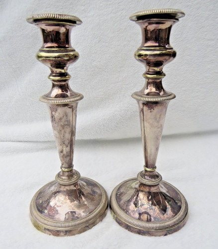 Pair heavy antique candle - of,