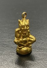 BRASS PIXIE PISKY  CHARM FOB PENDANT Lucky Cornish Leprechaun 1.5” Tall