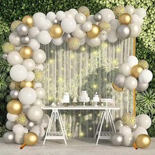 Birthday Wedding Decorated Stand Backdrop 2m*2m Frame White/Gold Pipe & Drape UK
