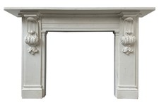 Antique Fireplace Surround in carved statuary white marble William IV