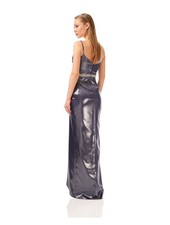 Metallic Silver Draped Evening