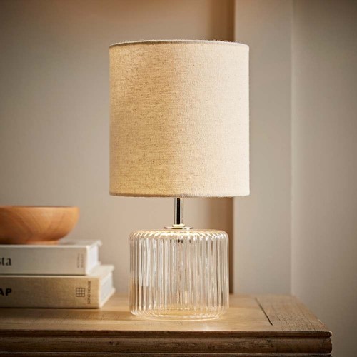Glass table lamp fabric shade - fabric,