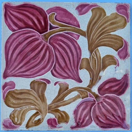 Arts craft floral tile - &,