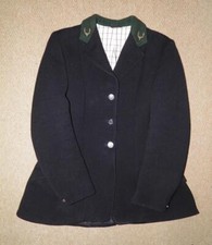Vintage Ladies Black 100% Wool Rosette Riding Hunt Coat Hunt Buttons 37" Chest