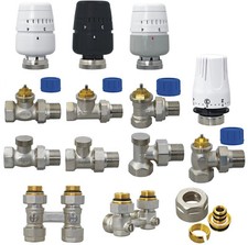 Radiator Valve 1/2" 3/4" Heating Thermostat Flow Return Passage / Corner