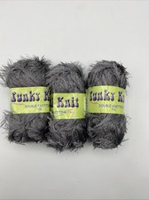 x3 50g Balls Sheena Anne Funky Knit  DK Eyelash Fashion Yarn Grey