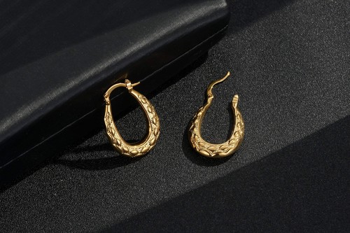 Premium gold 25mm oval creole - premium,