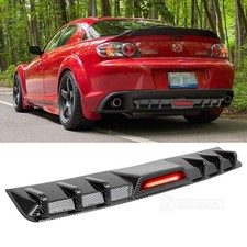 6 Fins Rear Diffuser Bumper Spoiler Lip w/LED Brake Light For Nissan RX-8 RX-7