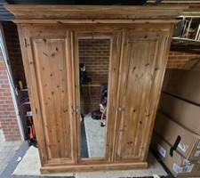 Solid Pine Triple Wardrobe with mirror