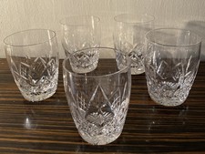 5 Stuart Crystal Drinks Glass Tumblers Glasses 10cm H signed quality vintage 