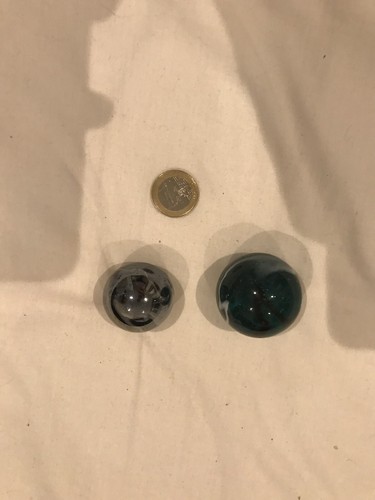 2giant glass marbles