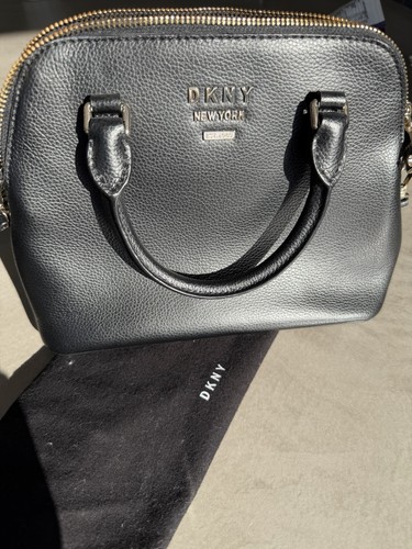 Dkny black leather bag - black, with