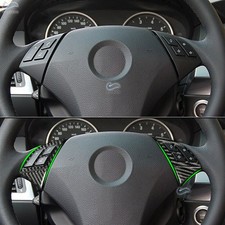 4x Carbon Fiber Steering Wheel Button Cover Trim For BMW 5 Series E60 E61 04-10