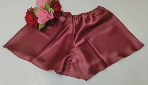 Burgundy satin french knickers - burgundy,