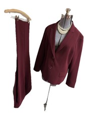 Talbots Pant Suit Size 20 Fits 18P Two Piece Set High Rise Side Zip Pockets EXEC