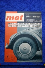 MOT 6/62 MG Midget Austin Hearley Sprite VW 1500 Variant Steyr Puch Fiat 500