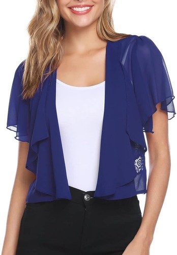 Sheer blue lace shrug bolero - lace,