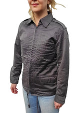 Vintage 1980s Danish Civil Defence work jacket grey military coat army coat w