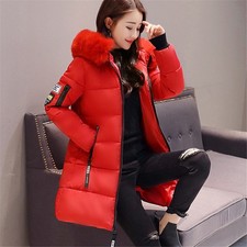 Womens Winter Hooded Parka Jackets Outerwear Ladies Winter Chunky Puffer Coat UK