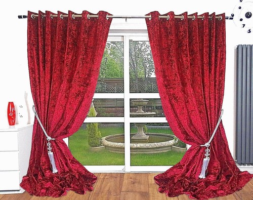 Crushed velvet curtains eyelet - crushed,