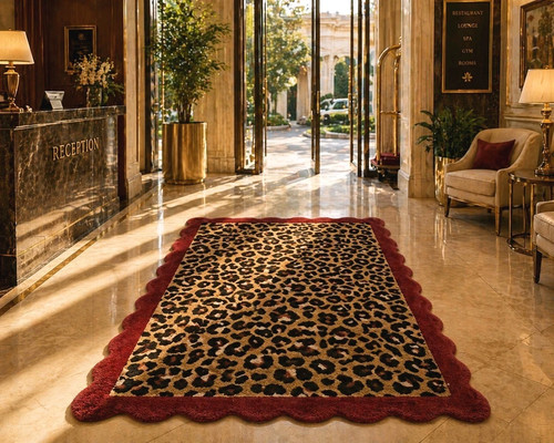Wavy border leopard print wool - wavy,