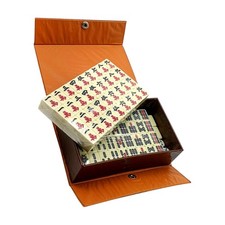 Antique Chinese Mahjong Game Set with Storage Box Traditional Chinese Version