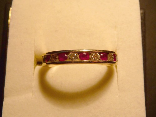 Modern 9ct yellow gold ruby - gold, &