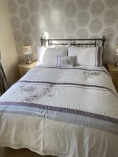 Jeff Banks Ports Of Call Grey/silver Double Duvet Cover Set With 2 Pillowcases