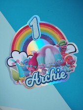 rainbow Trolls Cake Topper Personalised  with age and name