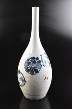 S1449: Japanese Old Imari-ware Blue&White Flower FLOWER BUD VASE/craned neck