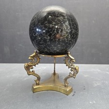 VTG Solid Brass Dragon Seahorse Stand 3.5" Sphere Orb Crystal Ball Holder HTF