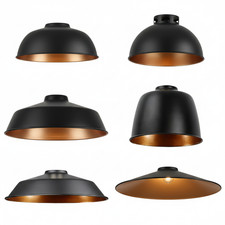 Vintage Pendant Shade Metal Lampshade Black Gold inner Ceiling Light Shade