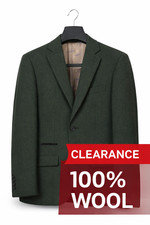 Dark Green Herringbone Wool