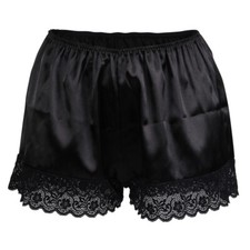 Womens Ladies Satin French Knickers Silk Lingerie Lace Underwear Panties Briefs