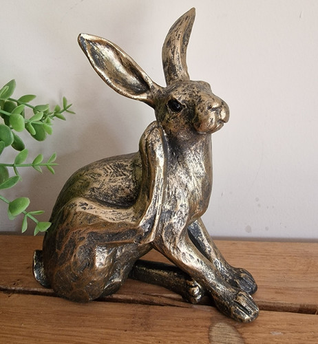Bronze sitting hare rabbit - bronze,