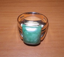 10Kt Gold Men's or Unisex ART DECO Signet Ring w/JADE Stone * sz 10  ~  5.6 gm