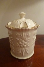 Vintage Aynsley Camellia Lidded Preserve/Jam Pot- Embossed Cream/Gold Gilt-VGC