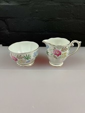 Queen Anne Bone China Verona Milk Cream Jug 9 cm and Sugar Bowl 2 Sets Available
