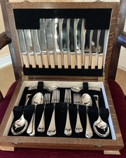 Vintage Canteen of 38 Pieces of Cutlery for 6, Faux Bone & Stainless Steel VGC