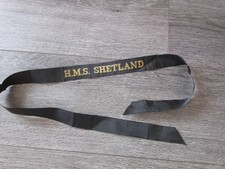 H.M.S Shetland Royal Navy Naval Cap Band Tally