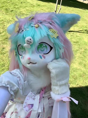 Fursuit blue pink husky - pink, dog