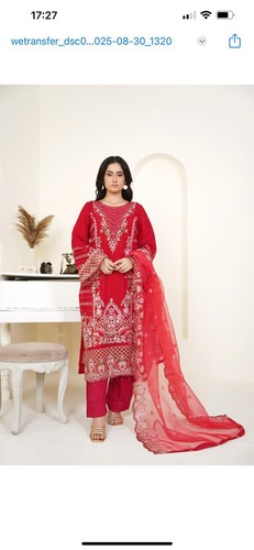 3pc chiffon fully - fully, embroidered