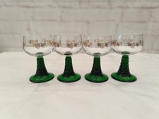 4 Vintage Wine Glasses Green