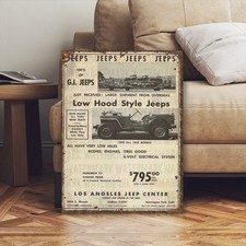 Vintage Style WW2 Willys Jeep Advertising Sign