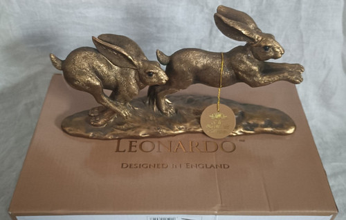 Leonardo resin bronze hares - leonardo,