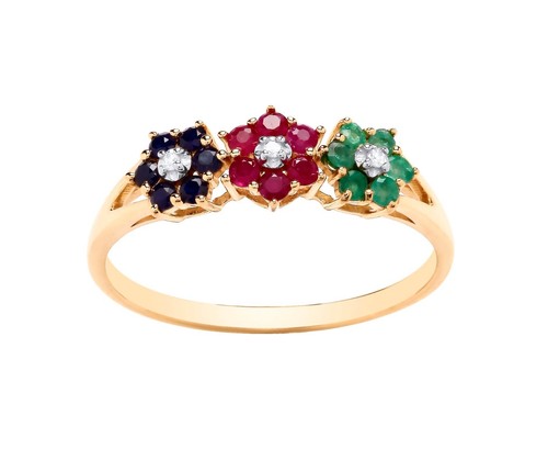 9ct yellow gold emerald ruby - emerald,