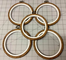 4" Flexi hoop , 5 pack , brown wood grain , white inner ring .
