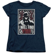 Batman I Will Fnd You Womens T Shirt Navy Blue Officially Licensed